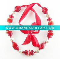 Wholesale promotion gift Handmade red Bead Necklace