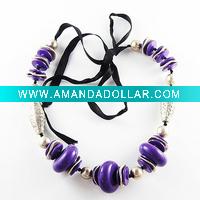 Wholesale promotion gift Handmade purple Coconut Shell Triangle Bead Necklace