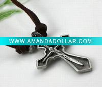 Fashion leather necklace with alloy beads