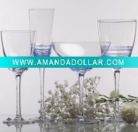 Wholesale clear wine glass with blue line