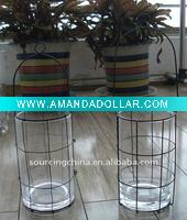 Wholesale glass vase with metal stand