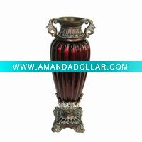 Wholesale double ears glass flower vase in red