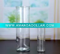 Machine blown clear glass vase