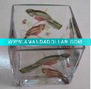 Wholesale square glass vase with decal