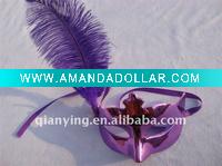 purple feather masquerade mask