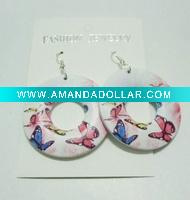 Wholesale Fashion summer jewelry wooden earring painted butterfly