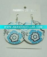Wholesale Fashion 2011 summer jewelry wooden earrings painted flower