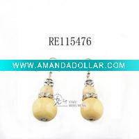 Wholesale Pendant alloy earrings with wood ball