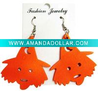Wholesale New Jewelry Orange engrave flower dangle craft earrings