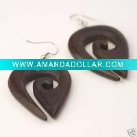 Wholesale tear drop wooden earring