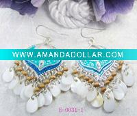Wholesale 2012 fashion costume jewelry big blue enamel shell chandelier earrings