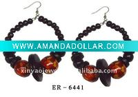 Wholesale wood prayer bead earrings