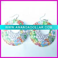 Wholesale polychrome wood & metal earrings