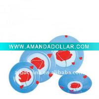 Wholesale Handcarved round flat glass plate with flower decoration