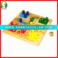custom design silk printing Wooden LUDO Board Game set