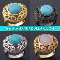 2011 hot selling fashion gemstone, crystal ring alloy