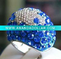 2011 hot selling fashion gemstone, crystal ring alloy