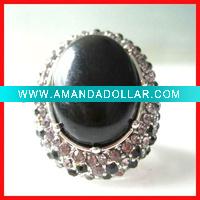 fashion jet gemstone ring