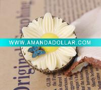 Hot sale charming gemstone flower shaped butterfly alloy finger ring