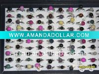 Natural gemstone Rings with Rhinestone