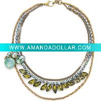 Beautiful full crystal jewelry necklace with big gemstone,woman crystal necklace,ruby beads necklace design