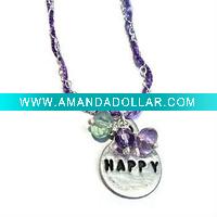 Get Happy Silver and Gemstone Charm Necklace