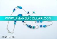 Wholesale fashion diamonds and gemstones white gold necklace HYNK10166/ball chain necklace