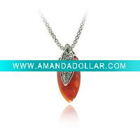 Wholesale Fashion red gemstone pendant necklace,popular charms necklace