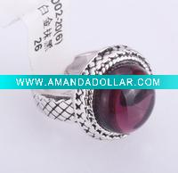 gemstone ring antique silver plated cheap