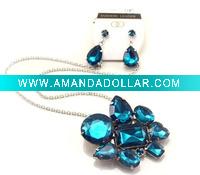 Wholesale Fashion jewelry handmade graceful gemstone necklace and earring connected 2012