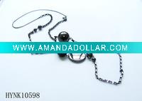 fashion white gold chain necklace HYNK10598 | gemstone beads chain necklace