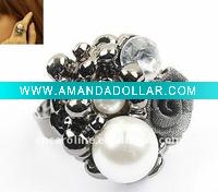 2012 Spring fashion gemstone pearl flower ring