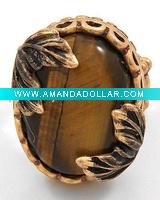 Wholesale Antique Gold Tone / Tigers Eye Gemstone / Lead&nickel Compliant / Stretch Ring