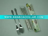 delicate 3pcs cutlery with plastic box package