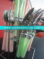Wholesale 24 sets of Stainless Steel Tableware with Plastic Handle
