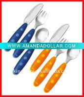 Wholesale Stainless steel children cutlery with plastic handle