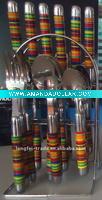 Wholesale 24pcs stainless steel cutlery set with color plastic handle packing in gift box