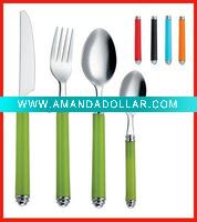 Wholesale Stainless steel tableware with plastic handle