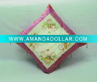 Wholesale Organza fabric embroidery cushion cover with beads tassels houseware household textile