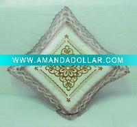 Wholesale embroidery cushion cover with lace border houseware household textile