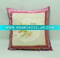 Wholesale Organza fabric embroidery cushion cover with beads tassels houseware household textile