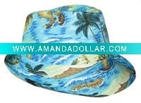 Wholesale (HFD7034) Hawaii Pattern Fabric Fedora