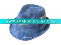 Wholesale Fashion Denim Fedora Hat with Zipper on the crown