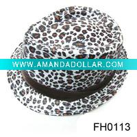 leather print fedora hats