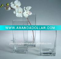 hand made rectangle bright clear glass vase