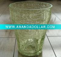 Wholesale Clear glass round crackle flower pots