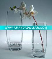 Wholesale clear square glass vase tall flower vase