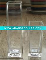 Wholesale Clear glass tall square vase & candle holder