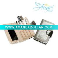 Wholesale SLAP-UP Trendy design wallet-like pu leather cosmetic brush/makeup bag with mirror