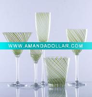 Wholesale champagne glassware with green color